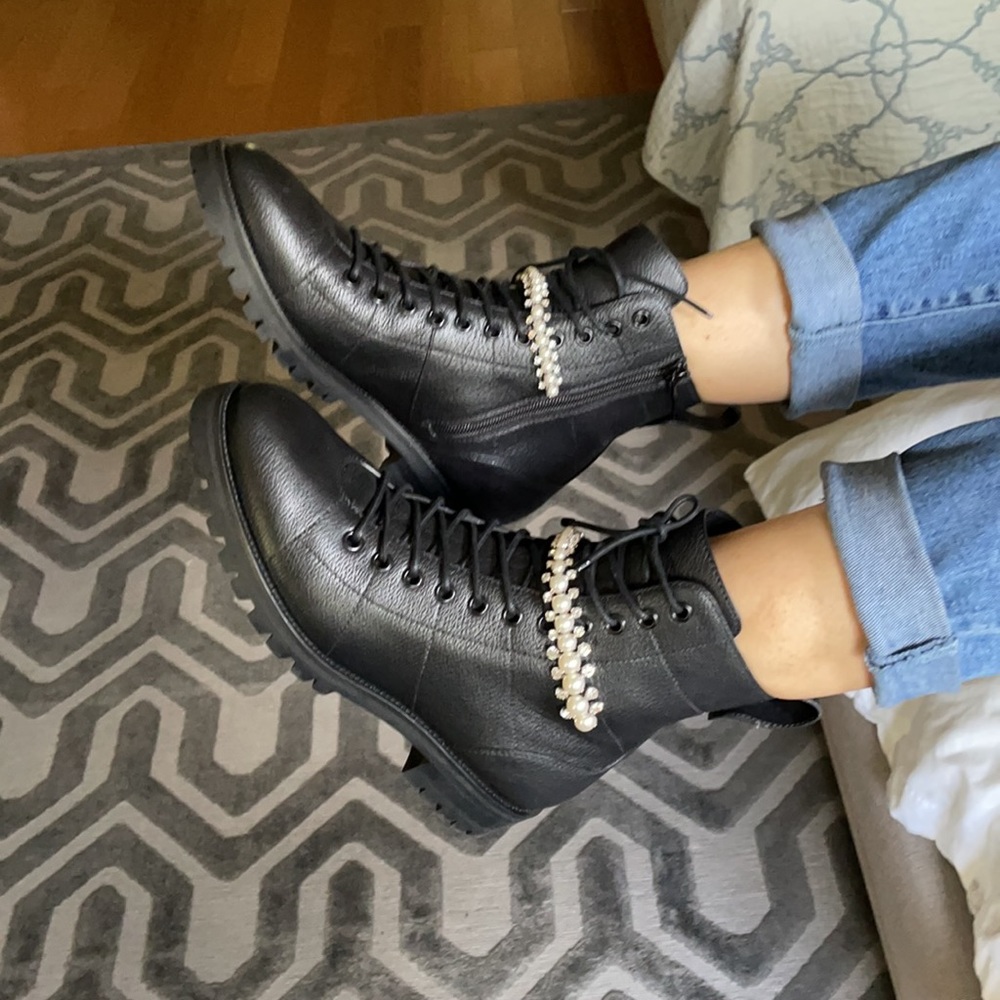 - Jimmy Choo
Cruz Flat Crystal/Pearl Detail Boot - Picture 7 of 16